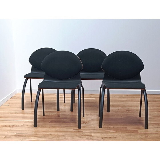 Image 1 of Vintage meeting chair model 461 in wood and fabric by Strafor