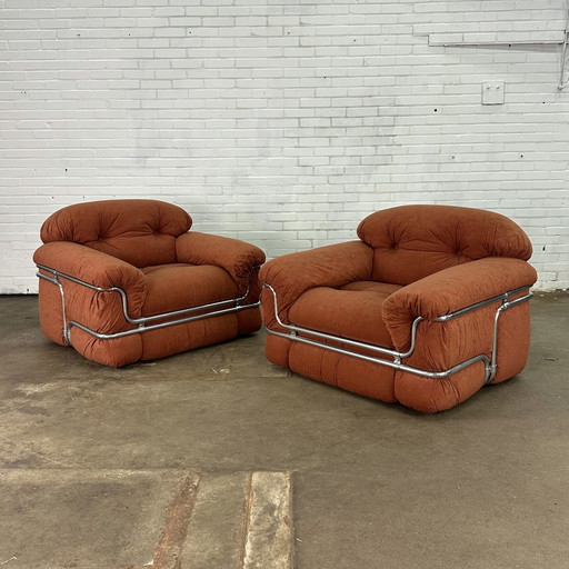 Italian Set of Armchairs Attributed to Adriano Piazzesi