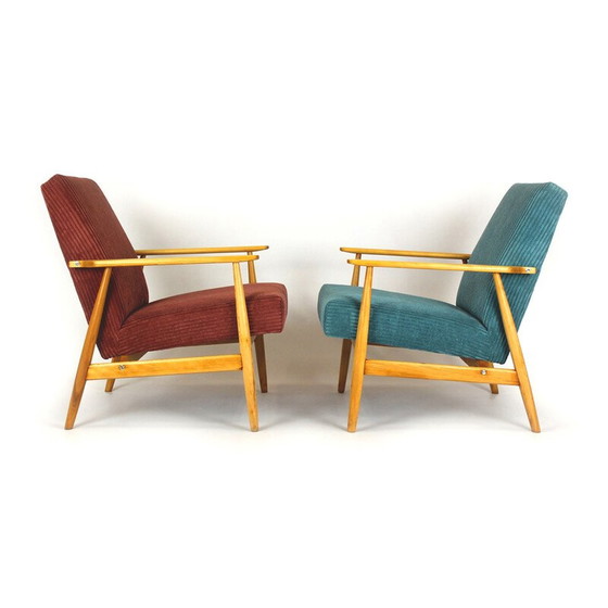 Image 1 of Pair of mid-century pink and turquoise armchairs, 1960s