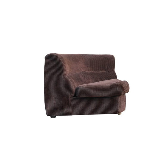 Image 1 of Vintage corner chair in brown velvet, 1970