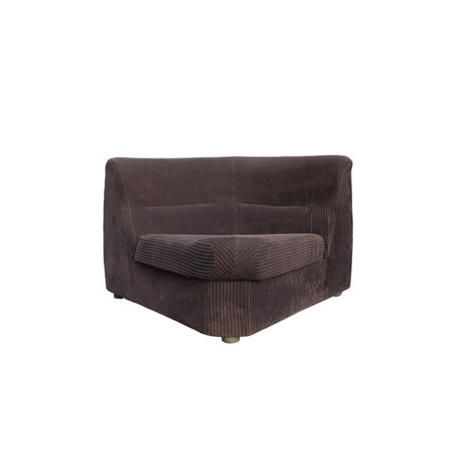 Vintage corner chair in brown velvet, 1970