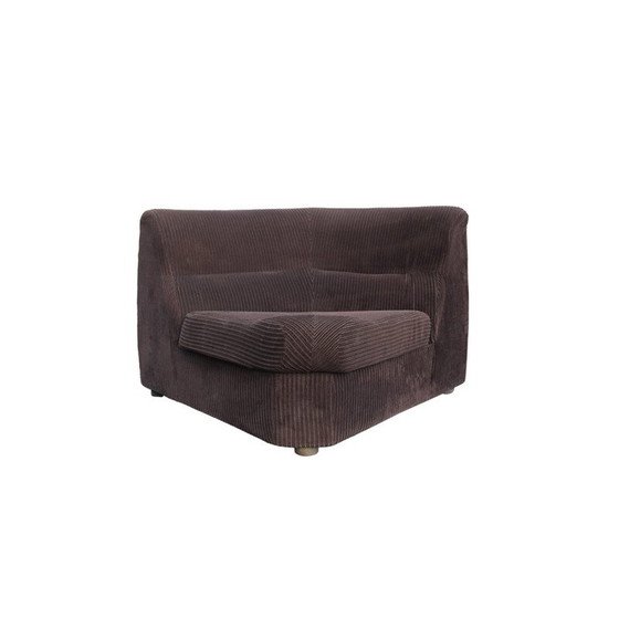 Image 1 of Vintage corner chair in brown velvet, 1970