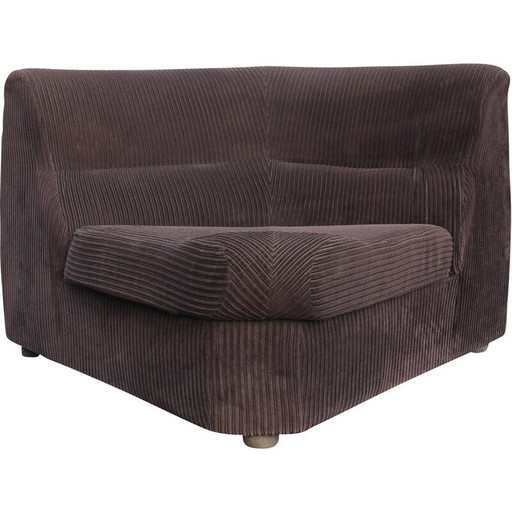Vintage corner chair in brown velvet, 1970