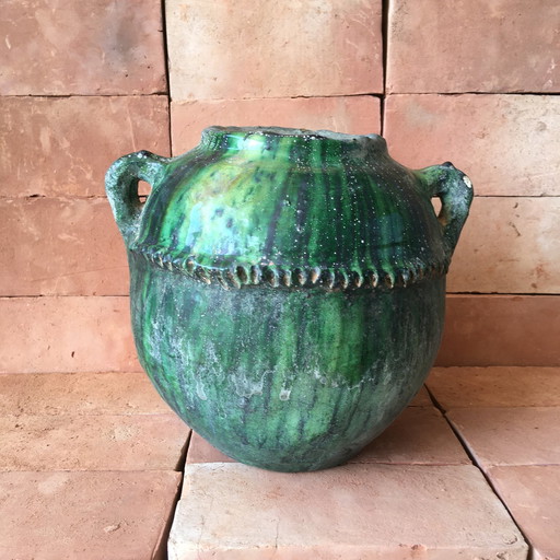 Tamegroute Glazed Earthenware Pottery Vase