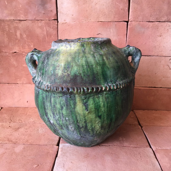 Image 1 of Tamegroute Glazed Earthenware Pottery Vase