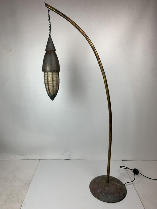 Steel floor lamp with lantern 