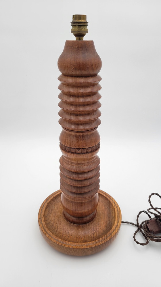 Image 1 of Turned Wood Lamp Stand Style Charles Dudouyt