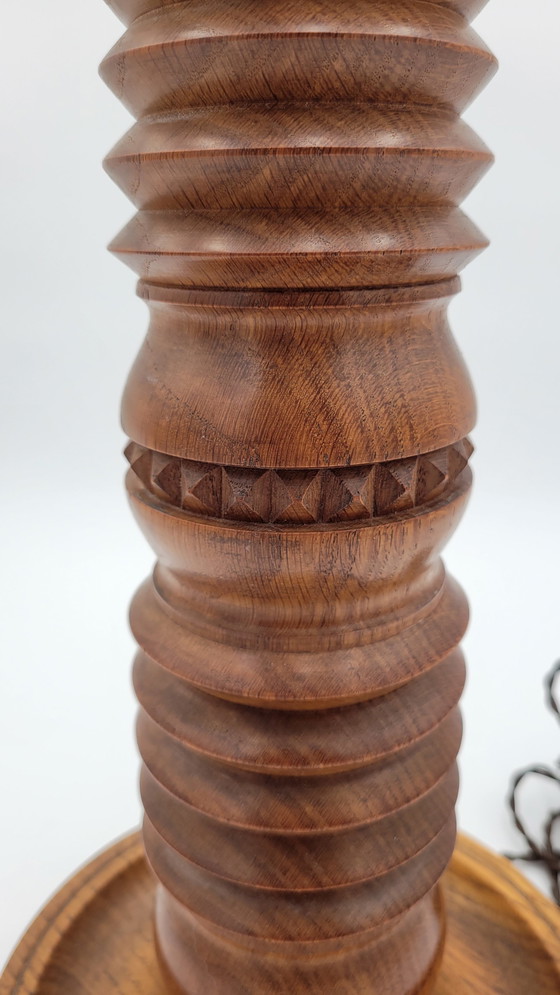 Image 1 of Turned Wood Lamp Stand Style Charles Dudouyt