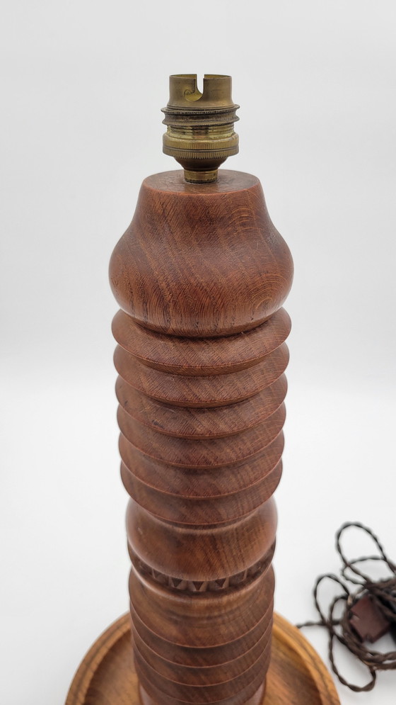 Image 1 of Turned Wood Lamp Stand Style Charles Dudouyt