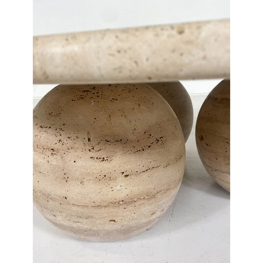 Vintage round travertine coffee table, Italy