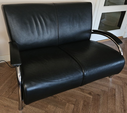 2 Seater Accademia Molinarizblack Leather Sofa Zgan