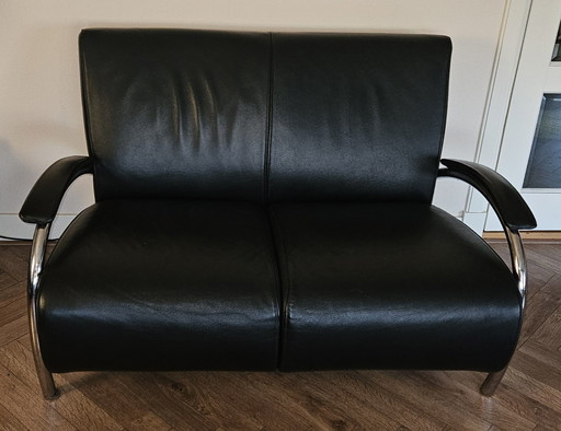 2 Seater Accademia Molinarizblack Leather Sofa Zgan