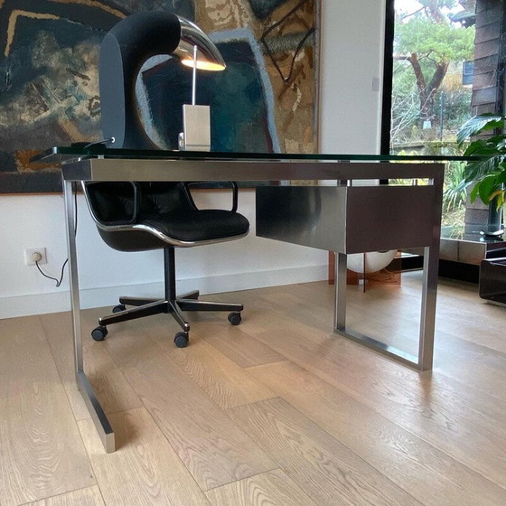 Image 1 of Vintage modernist desk by Paul Legeard for Dom, France 1970
