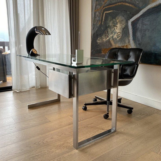 Image 1 of Vintage modernist desk by Paul Legeard for Dom, France 1970