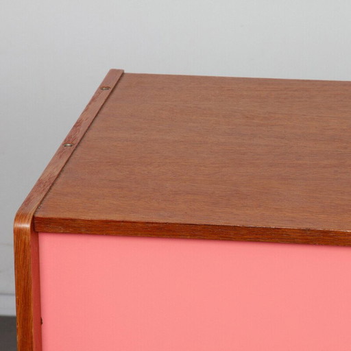 Vintage pink and white model U-452 chest of drawers by Jiri Jiroutek for Interier Praha, Czechoslovakia 1960