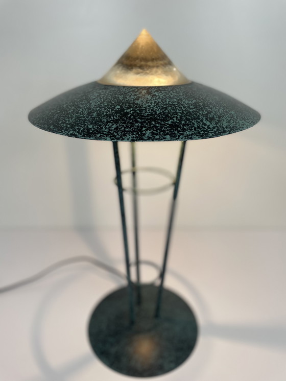 Image 1 of Vintage Herda standing ufo lamp metal with dimmer