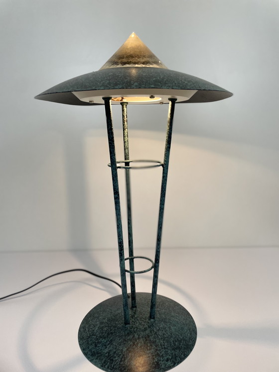 Image 1 of Vintage Herda standing ufo lamp metal with dimmer