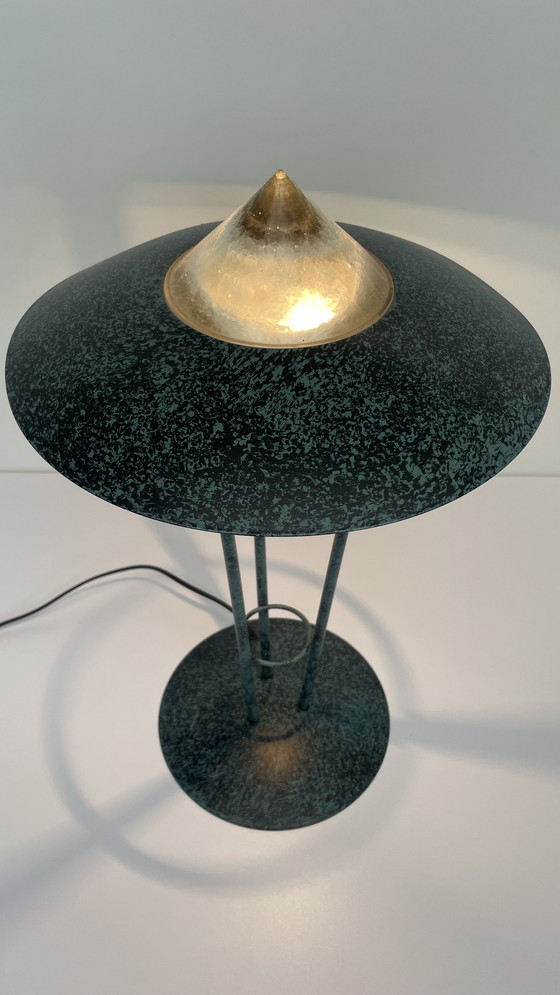 Image 1 of Vintage Herda standing ufo lamp metal with dimmer