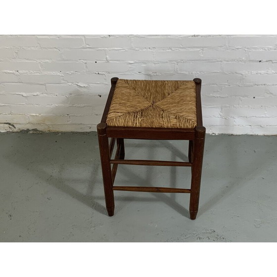 Image 1 of Vintage straw stool 1950s