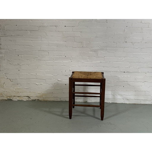 Vintage straw stool 1950s