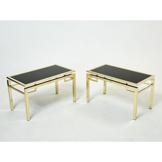 Image 1 of Pair of vintage brass side tables by Guy Lefevre for Maison Jansen, 1970
