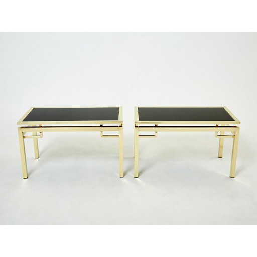 Pair of vintage brass side tables by Guy Lefevre for Maison Jansen, 1970