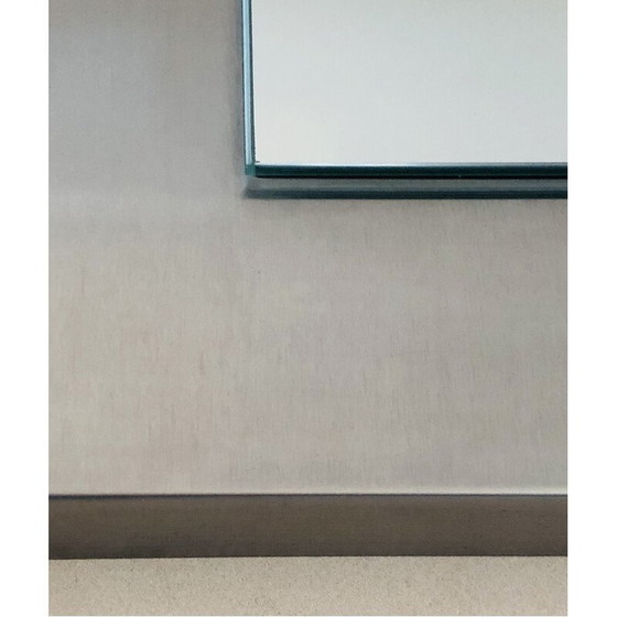 Image 1 of Specchio quadrato vintage su base in acciaio inossidabile, Francia 1970