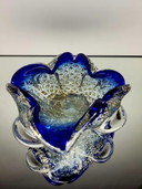 Ciotola di Murano, design organico in vetro di Murano trasparente con foglia d'oro 24 carati e foglia d'argento, Italia
