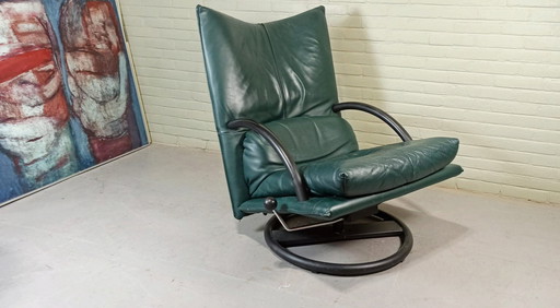 Green Leather Recliner Swivel Chair Fauteuil 