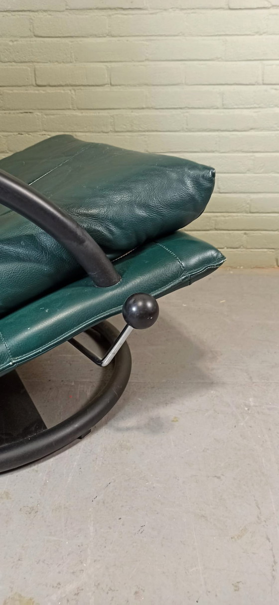 Image 1 of Green Leather Recliner Swivel Chair Fauteuil 