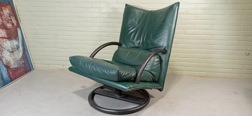 Green Leather Recliner Swivel Chair Fauteuil 