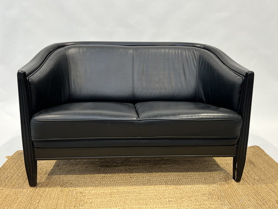 Image 1 of Giorgetti Black Leather Sofa