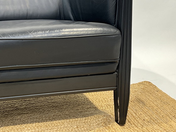 Image 1 of Giorgetti Black Leather Sofa