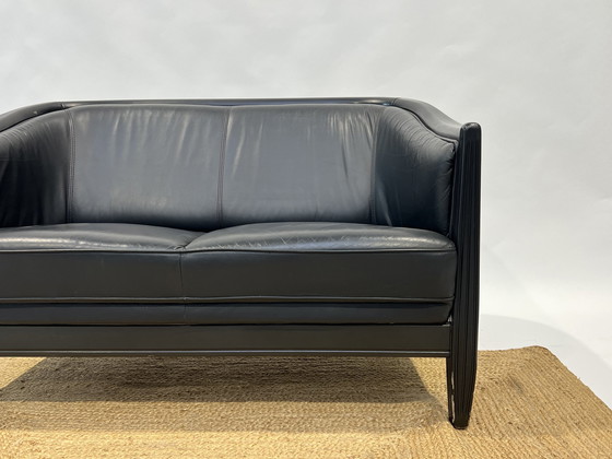 Image 1 of Giorgetti Black Leather Sofa