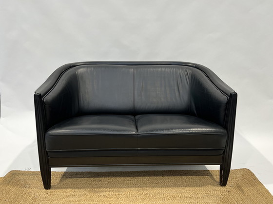 Image 1 of Giorgetti Black Leather Sofa