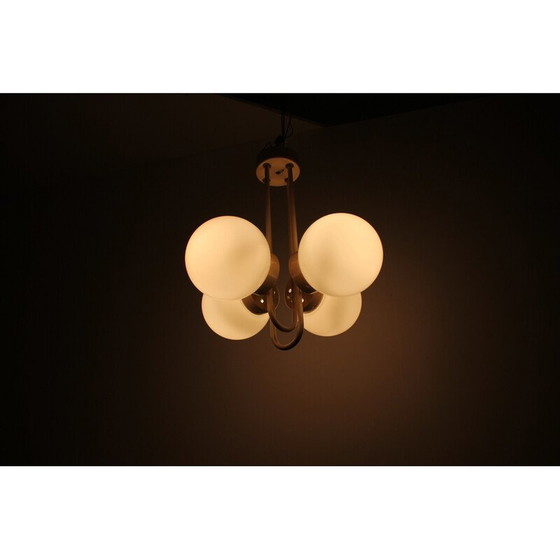 Image 1 of Vintage metal and glass chandelier by Instala Decin, Czechoslovakia 1970