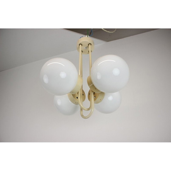 Image 1 of Vintage metal and glass chandelier by Instala Decin, Czechoslovakia 1970
