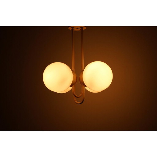 Vintage metal and glass chandelier by Instala Decin, Czechoslovakia 1970