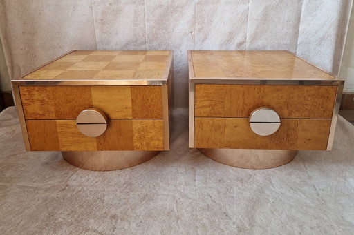 Pair De Chevets Seventies Cibiques Style Willy Rizzo