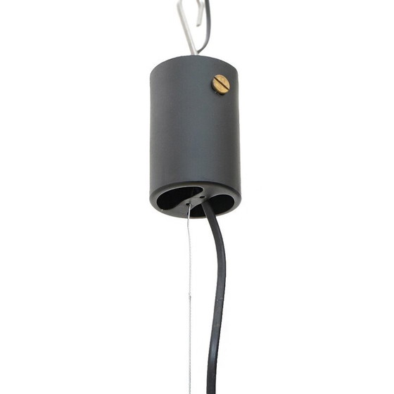 Image 1 of Lampadario vintage in vetro giallo e metallo verniciato nero, Italia 1960