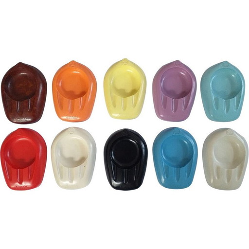 Set of 10 vintage colored bakelite ashtrays by the car manufacturer Škoda, 1950