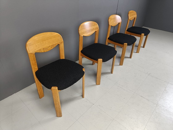 Image 1 of Set Of 4 Solid Oak Scandinavian Dining Chairs, 1970S