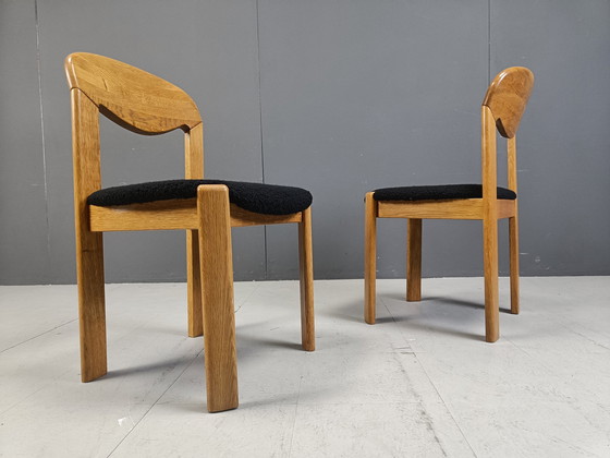 Image 1 of Set Of 4 Solid Oak Scandinavian Dining Chairs, 1970S