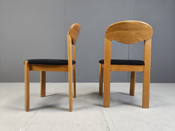 Image 1 of Set Of 4 Solid Oak Scandinavian Dining Chairs, 1970S