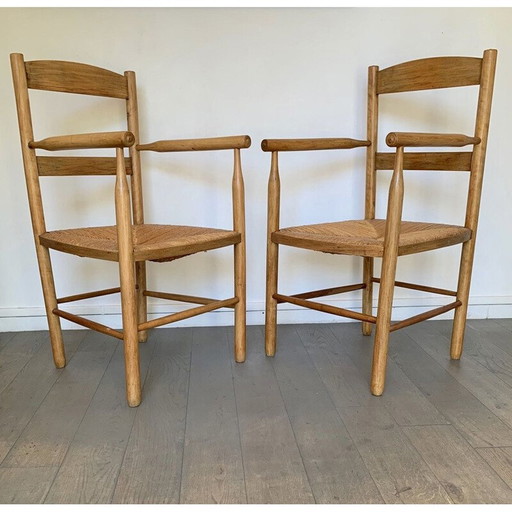 Pair of vintage rustic armchairs, 1960