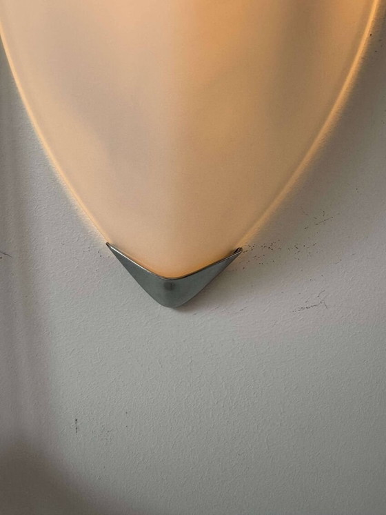 Image 1 of 2 applique in vetro cromato e sabbiato - Italia 1980