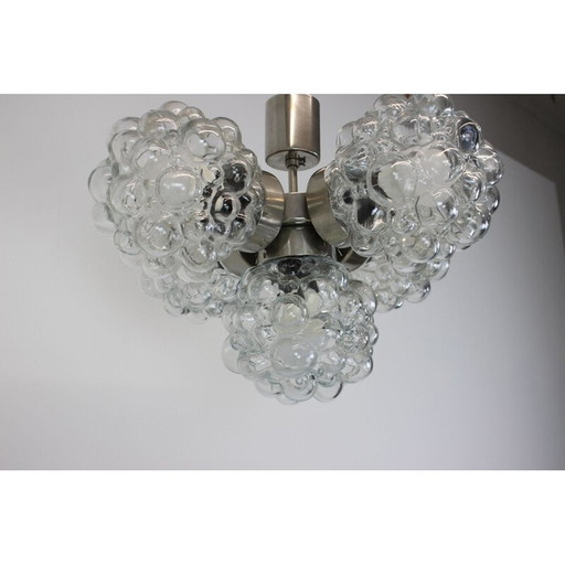 Vintage chrome and glass chandelier, Czechoslovakia