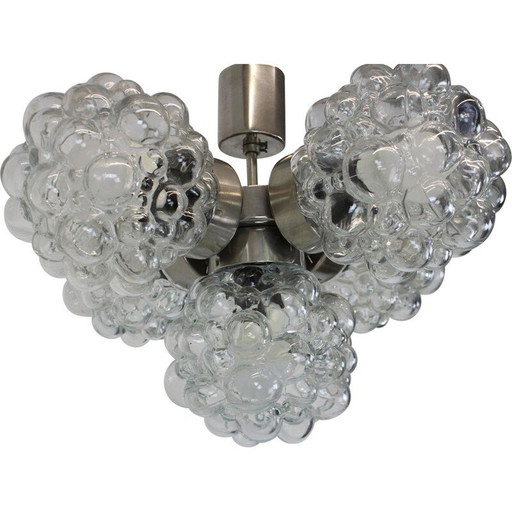 Vintage chrome and glass chandelier, Czechoslovakia