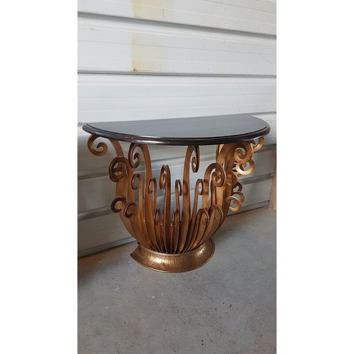 Pair of vintage gold brackets with granite ferns