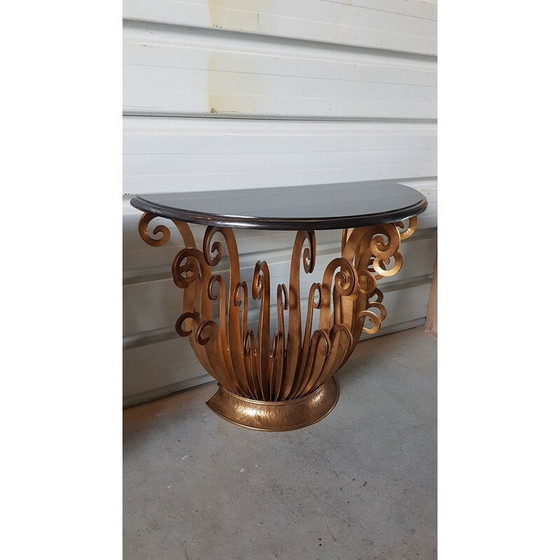 Image 1 of Pair of vintage gold brackets with granite ferns